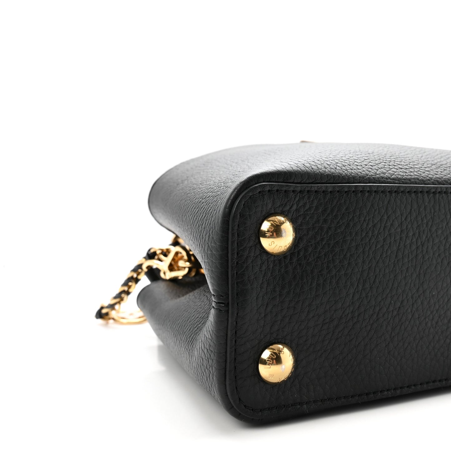 Taurillon Enamel Flower Padlock Chain Capucines BB Black