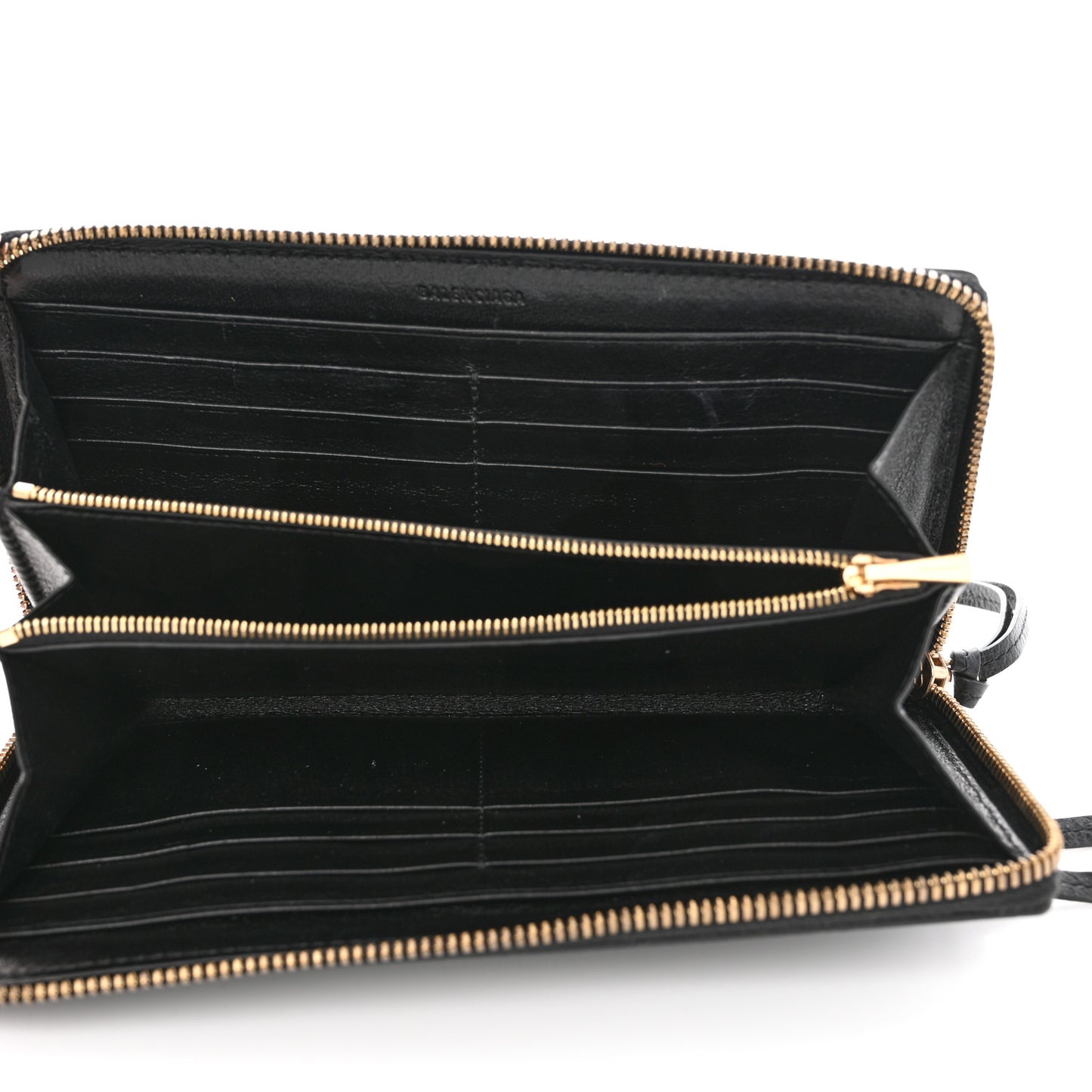 Grained Calfskin Neo Classic Gold Hardware Continental Zip Around Wallet Black