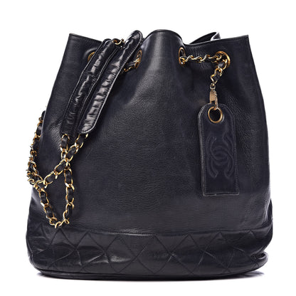 Chanel Lambskin CC Drawstring Bag Navy Blue 1 of 17