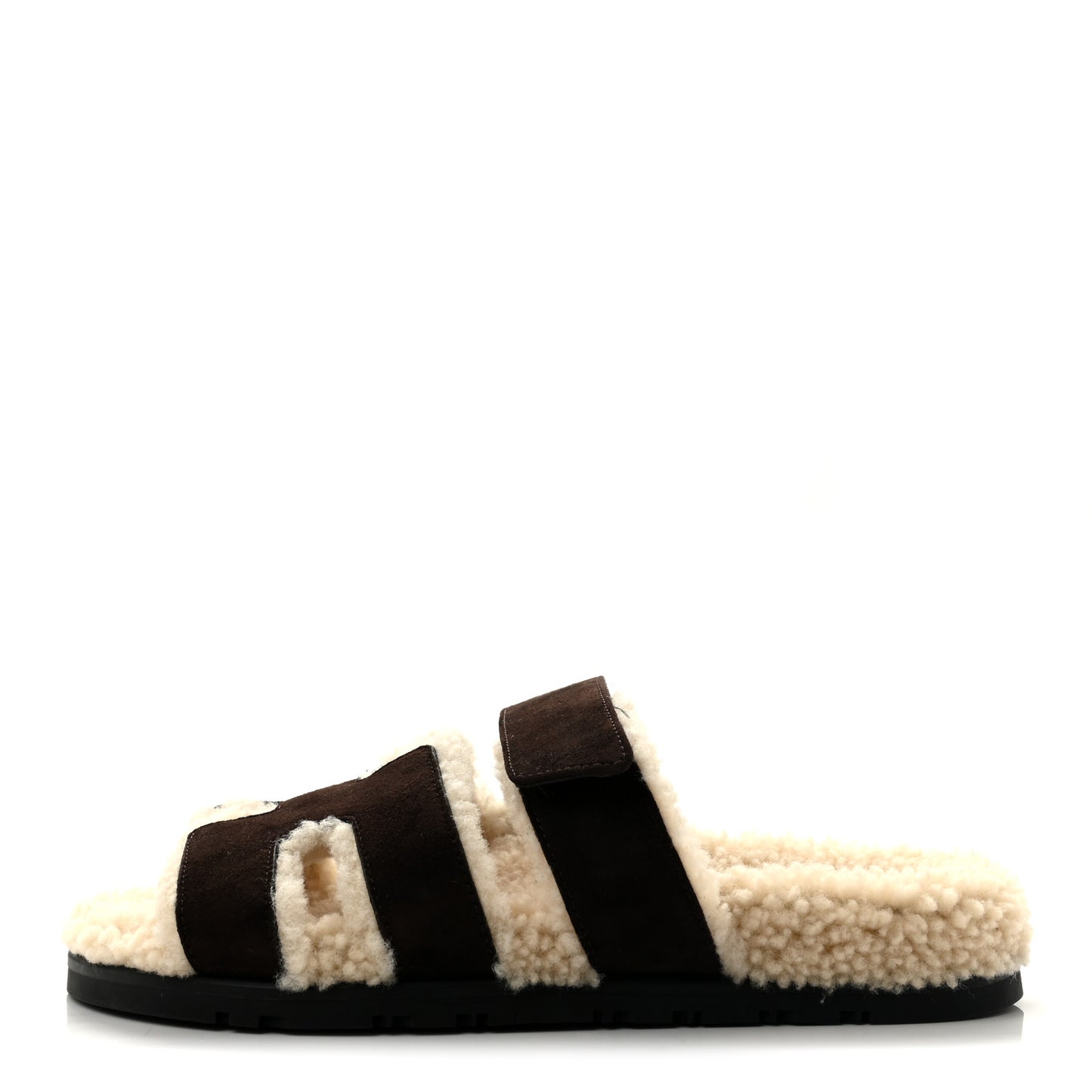 Suede Goatskin Woolskin Womens Chypre Sandals 37.5 Marron Ebene