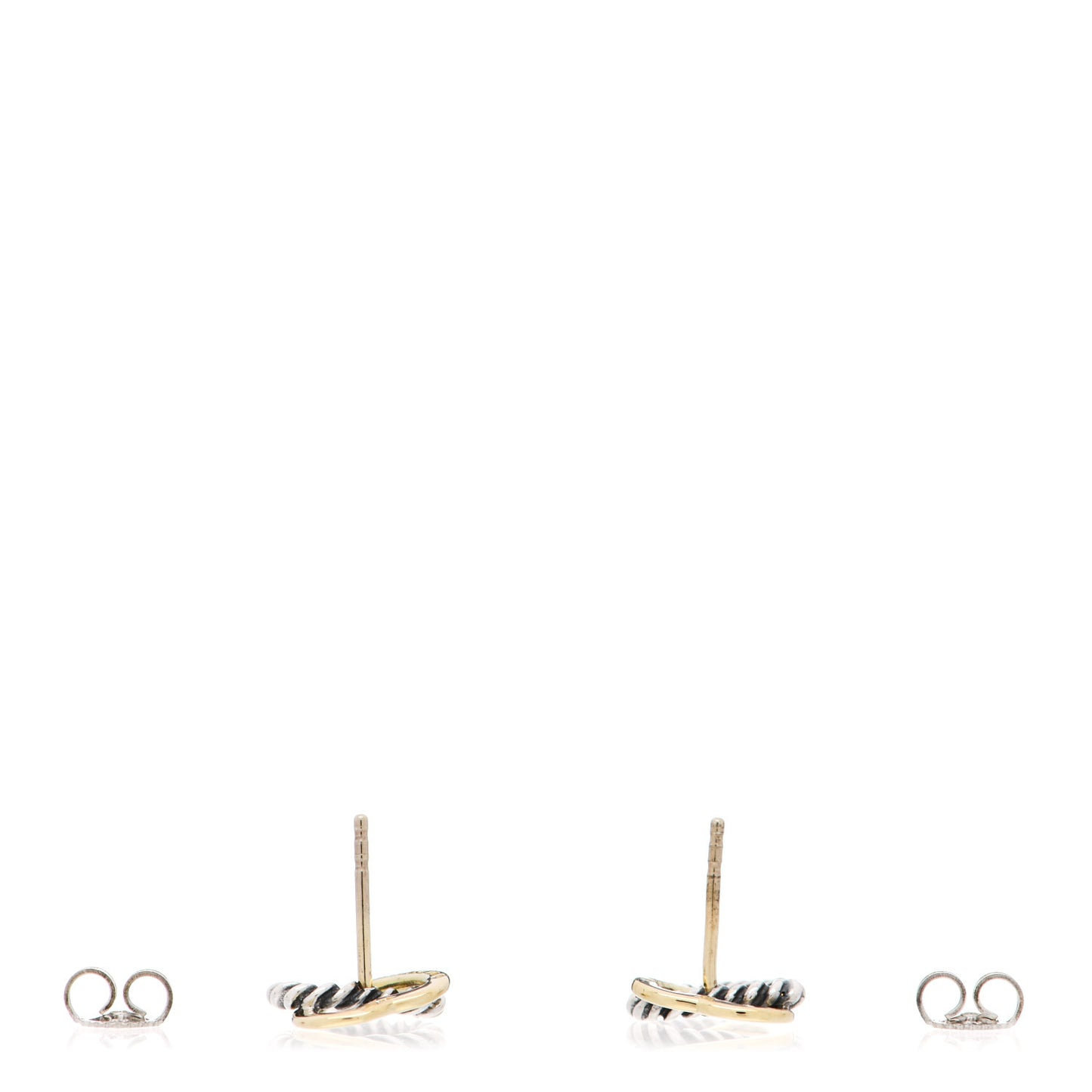 Sterling Silver 18K Yellow Gold Cable Interlocking Heart Earrings