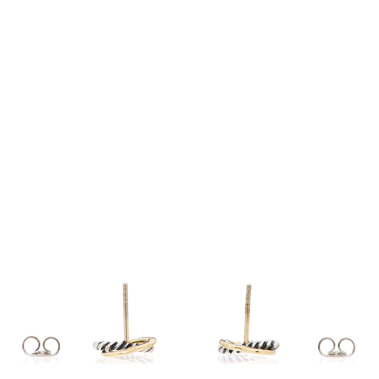 David Yurman Sterling Silver 18K Yellow Gold Cable Interlocking Heart Earrings 3 of 4