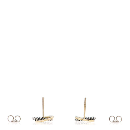 David Yurman Sterling Silver 18K Yellow Gold Cable Interlocking Heart Earrings 3 of 4
