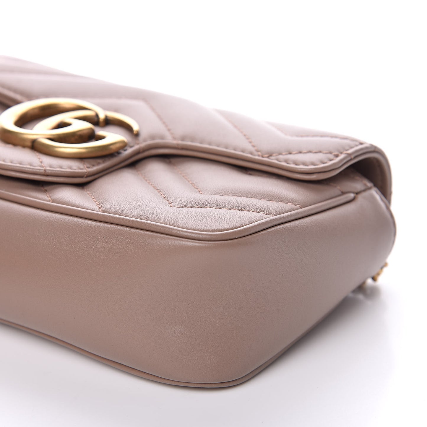 Calfskin Matelasse Super Mini GG Marmont Shoulder Bag Porcelain Rose