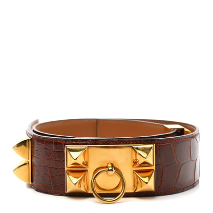 Hermes Alligator Collier De Chien CDC Belt 72 Miel 1 of 7