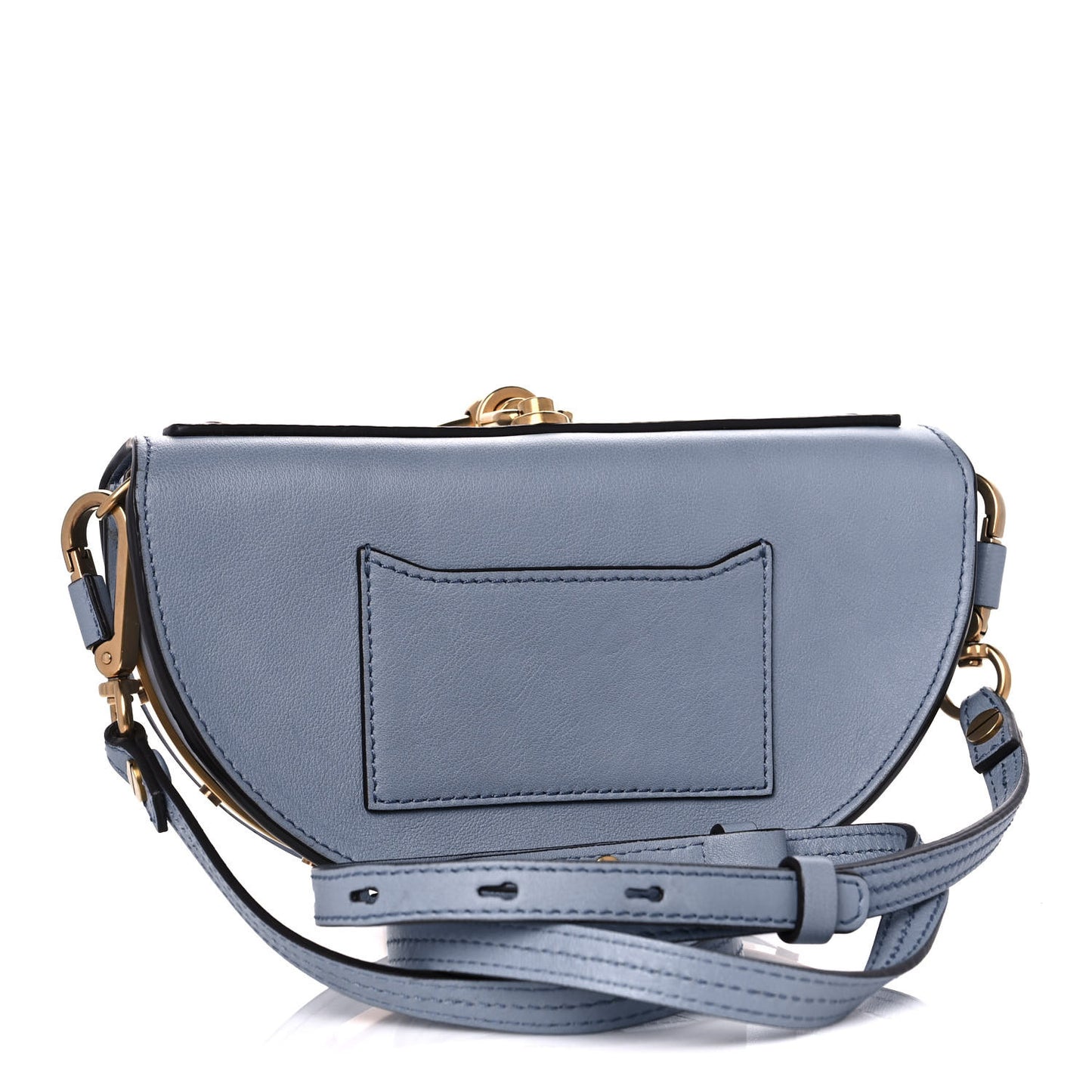 Calfskin Small Nile Bracelet Minaudiere Bag Washed Blue