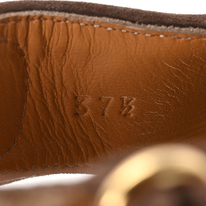 Gucci Monogram Kid Scamosciato Double G Womens Dad Sandals 37.5 Beige Ebony New Acero 9 of 10