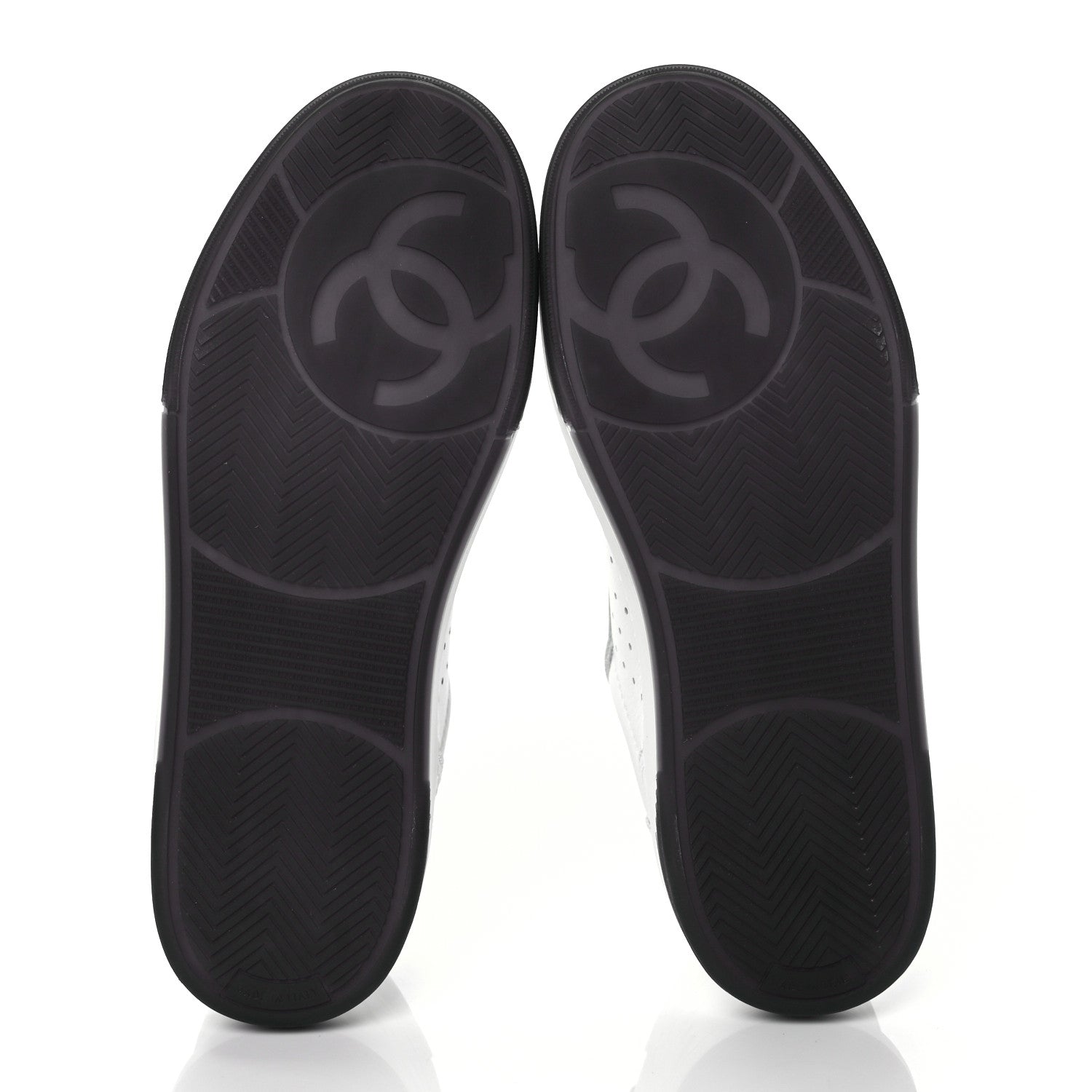 Chanel Grained Calfskin Fabric Womens Logo Sneakers 39.5 White Black 5 of 8
