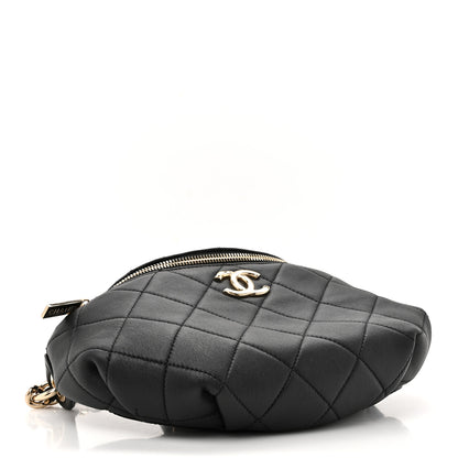 Chanel Lambskin Quilted Resin Bi-Color Waist Bag Fanny Pack Black 4 of 11