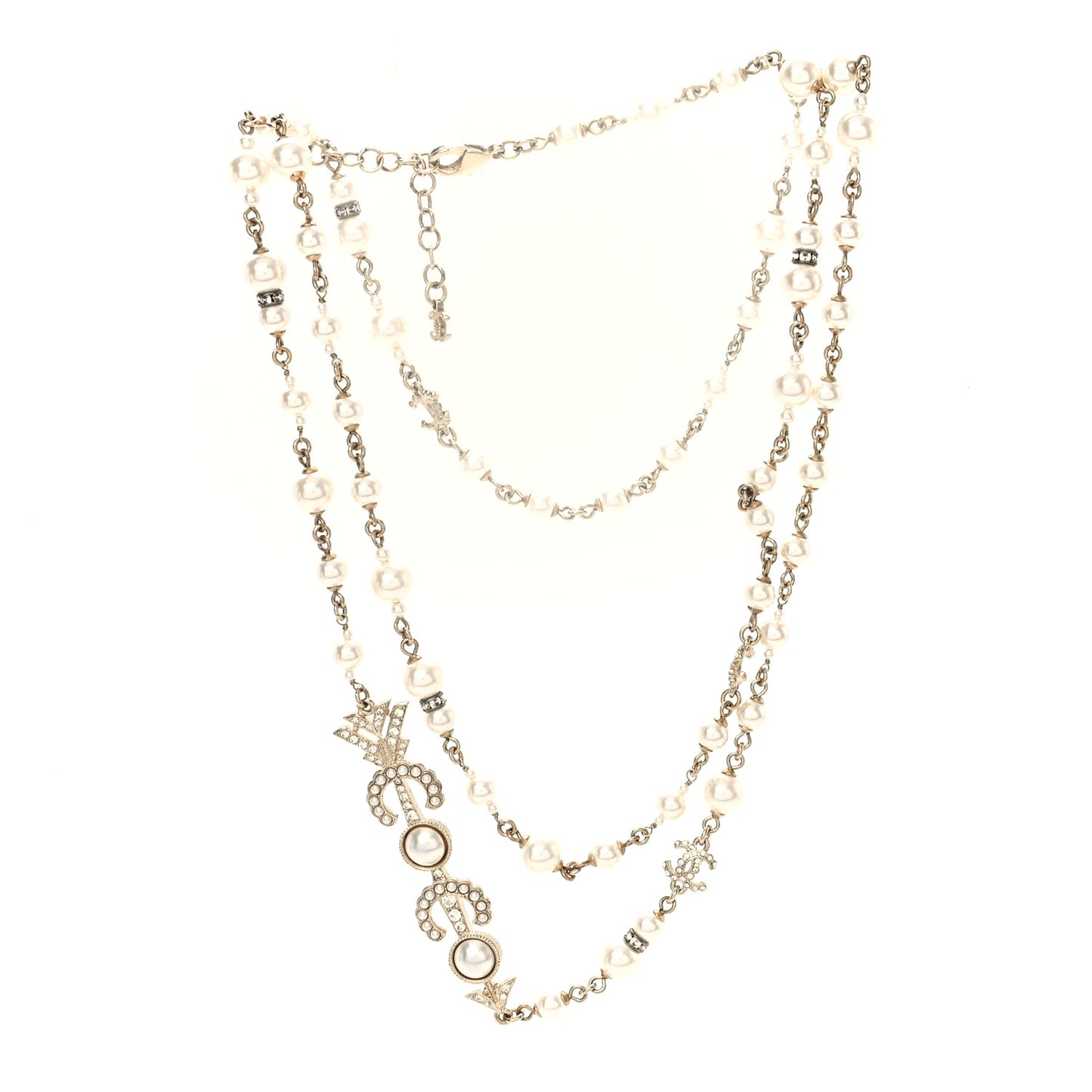 Pearl Crystal Queen of France Necklace Gold