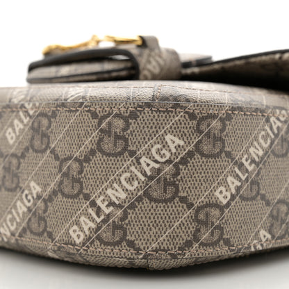 Gucci X BALENCIAGA GG Supreme Monogram Logo Print Horsebit 1955 Shoulder Bag Beige Ebony 10 of 11