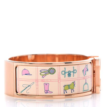 Hermes Enamel Couvertures et Tenues de Jour Wide Clic Clac H Bracelet PM Pannacotta 4 of 6