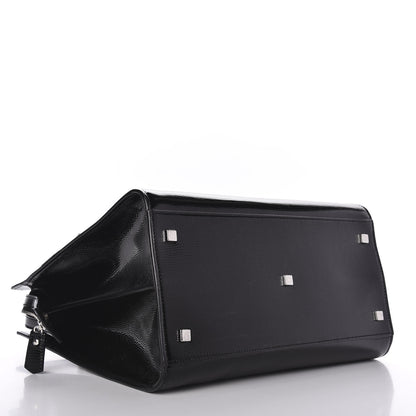 Saint Laurent Shiny Calfskin Lizard Embossed Large Uptown Tote Black 4 of 8