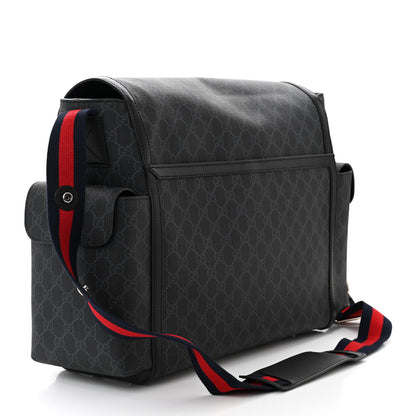 Gucci GG Supreme Monogram Web Messenger Diaper Bag Black Grey 4 of 11