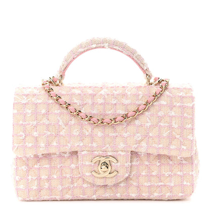 Chanel Tweed Quilted Mini Top Handle Rectangular Flap Light Pink 1 of 10