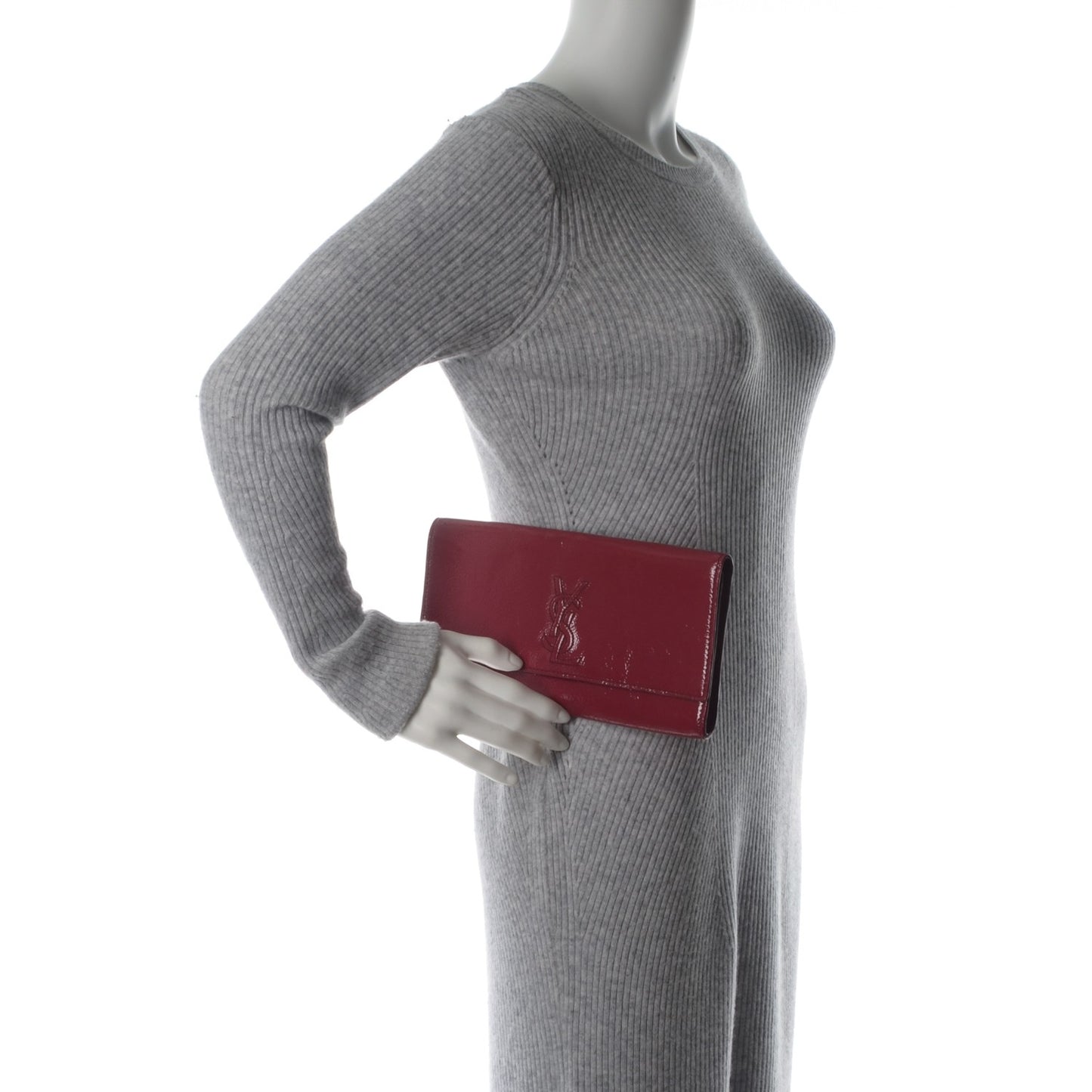 Textured Patent Small Belle De Jour Clutch Fuchsia