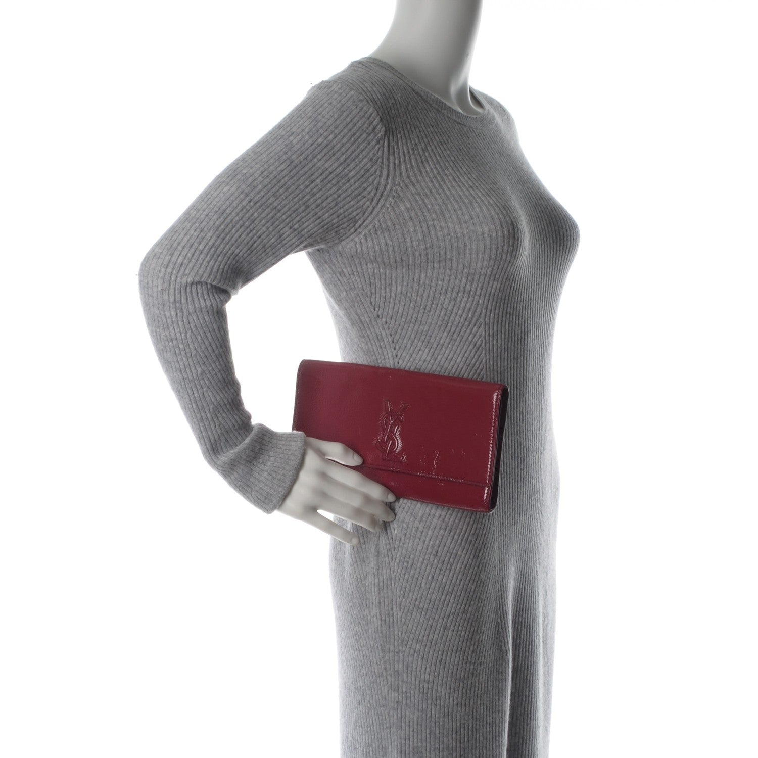 Saint Laurent Textured Patent Small Belle De Jour Clutch Fuchsia 2 of 7
