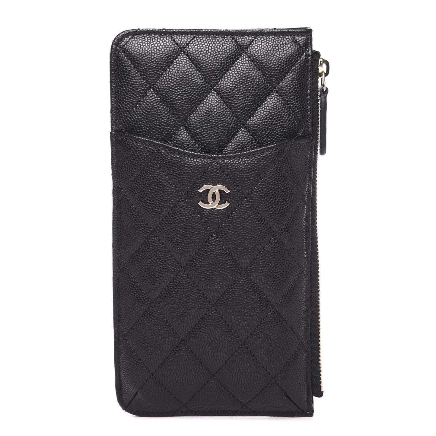 Caviar Quilted Classic Flat Wallet Pouch Black