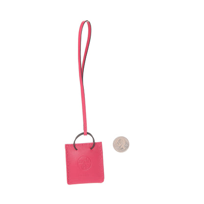 Hermes Milo Lambskin Swift Shopping Bag Charm Rose Mexico 2 of 2