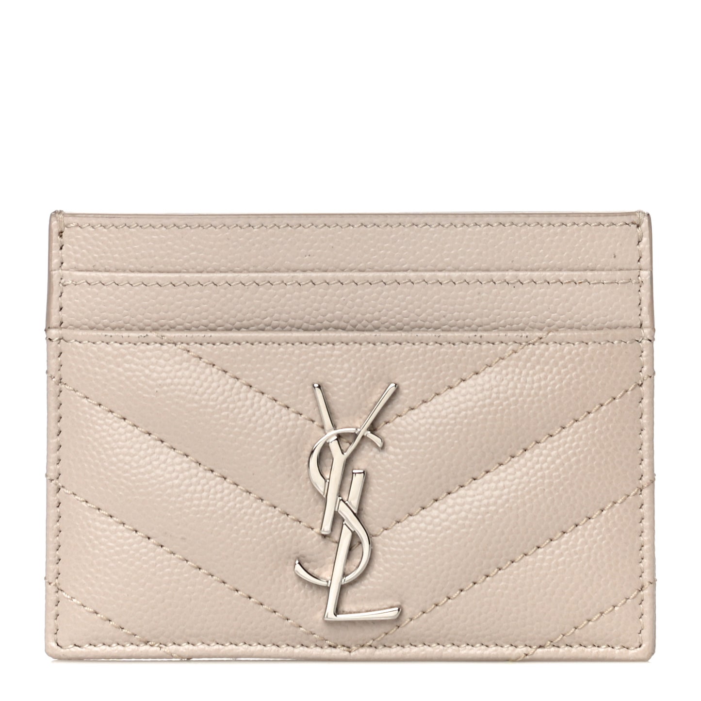 Grain De Poudre Matelasse Chevron Monogram Credit Card Case Nude Powder