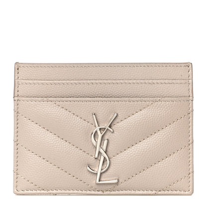 Saint Laurent Grain De Poudre Matelasse Chevron Monogram Credit Card Case Nude Powder 1 of 12