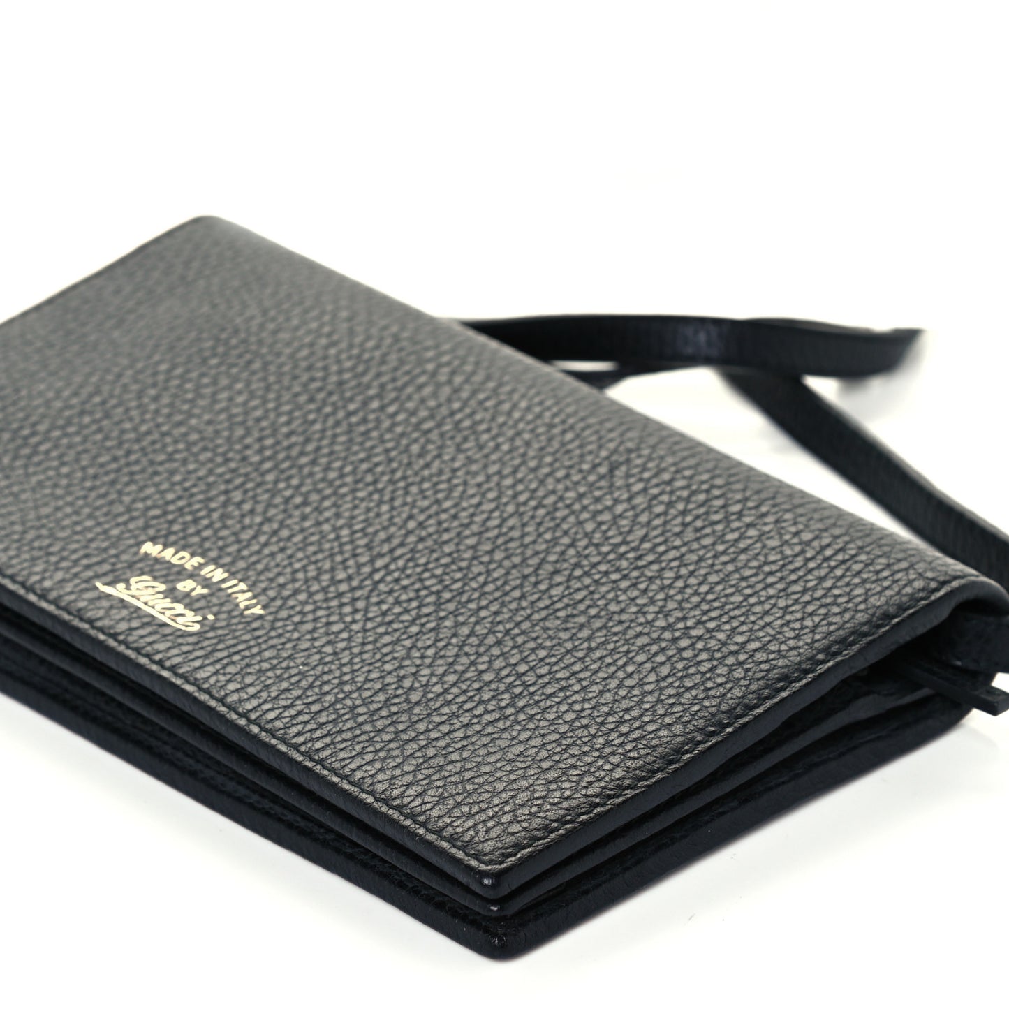 Dollar Calfskin Mini Swing Wallet Bag Black