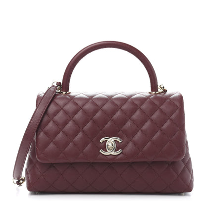 Chanel Caviar Quilted Small Coco Handle Flap Burgundy 1 of 11