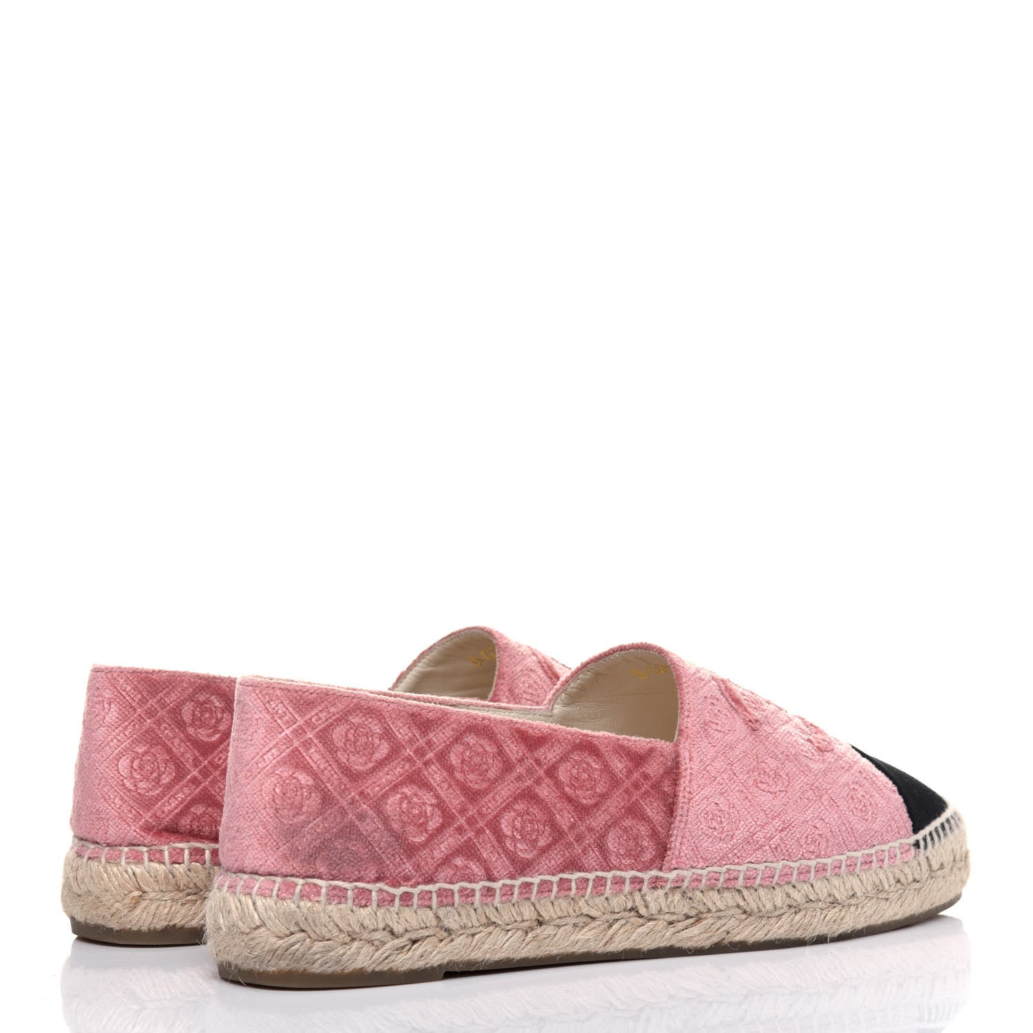 Chanel Velvet Grosgrain Quilted Camellia CC Espadrilles 40 Pink Black 4 of 12