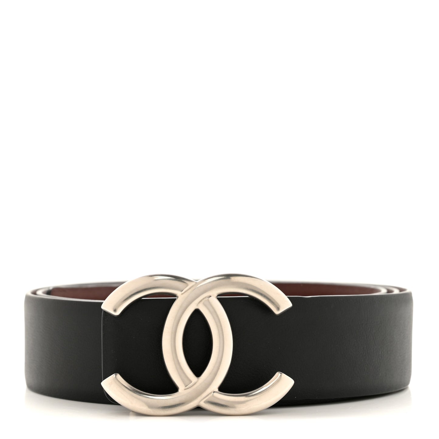Calfskin CC Reversible Belt 85 34 Black Burgundy