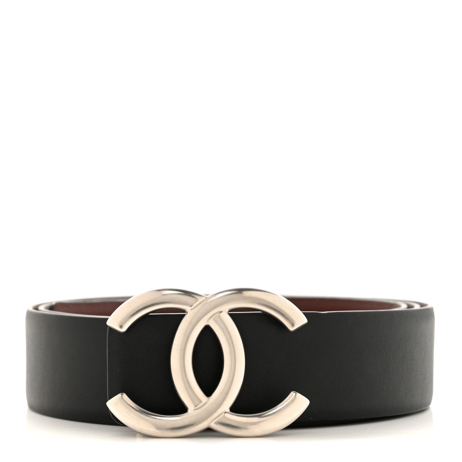 Chanel Calfskin CC Reversible Belt 85 34 Black Burgundy 1 of 9