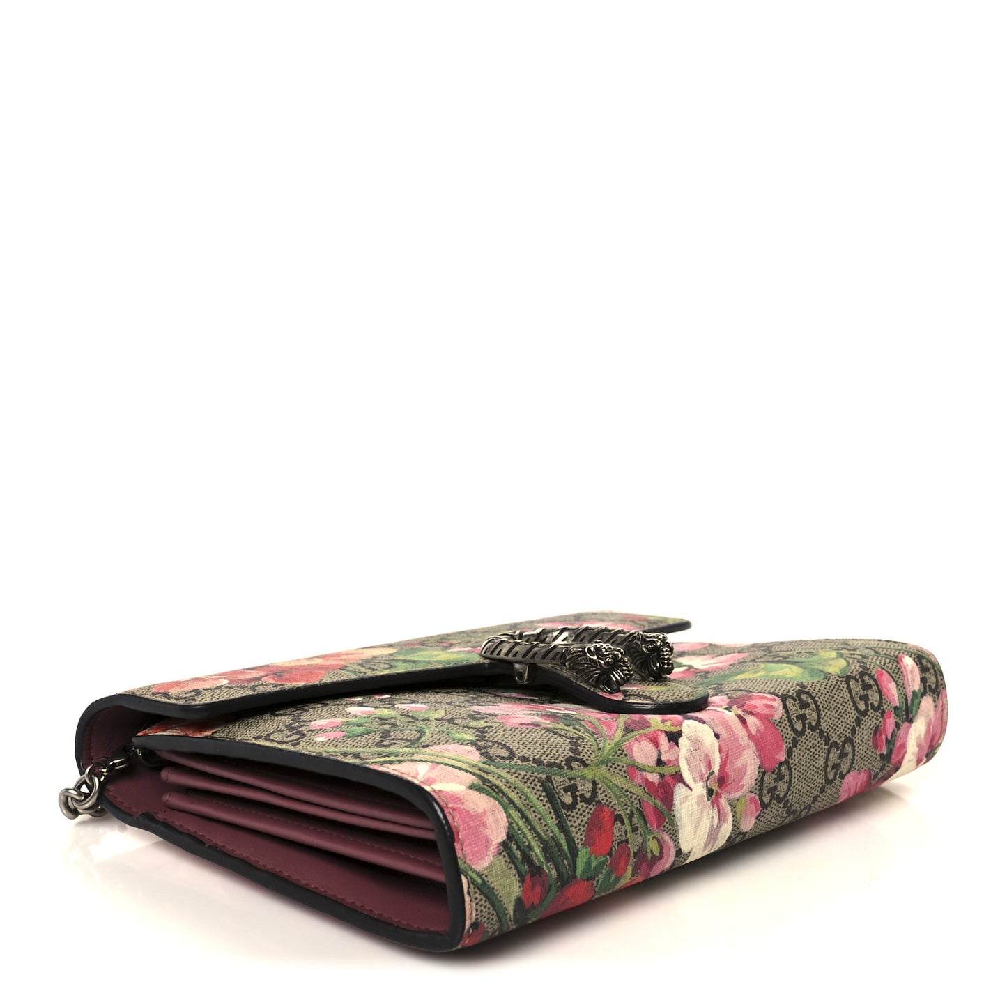 GG Supreme Monogram Blooms Mini Dionysus Chain Wallet Beige Multicolor Dry Rose
