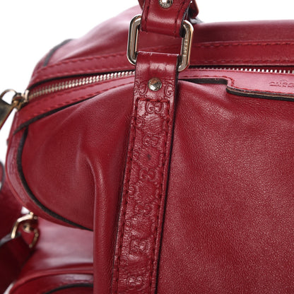 Gucci Calfskin Microguccissima Trim Medium Boston Raspberry Red 9 of 13