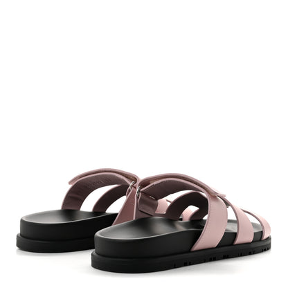 Hermes Calfskin Womens Chypre Sandals 38 Rose Cannon 5 of 10