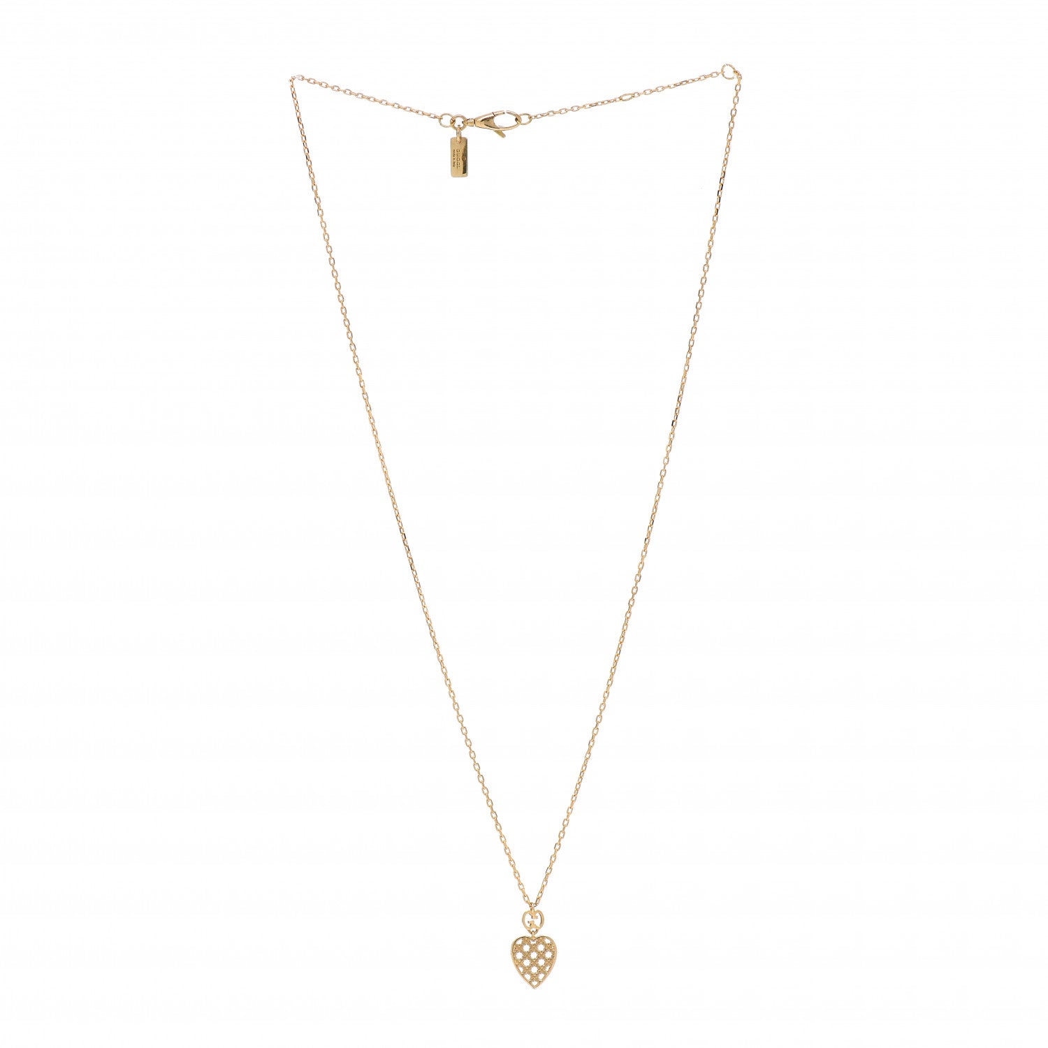 Gucci 18K Yellow Gold Diamantissima Heart Pendant Necklace 3 of 5