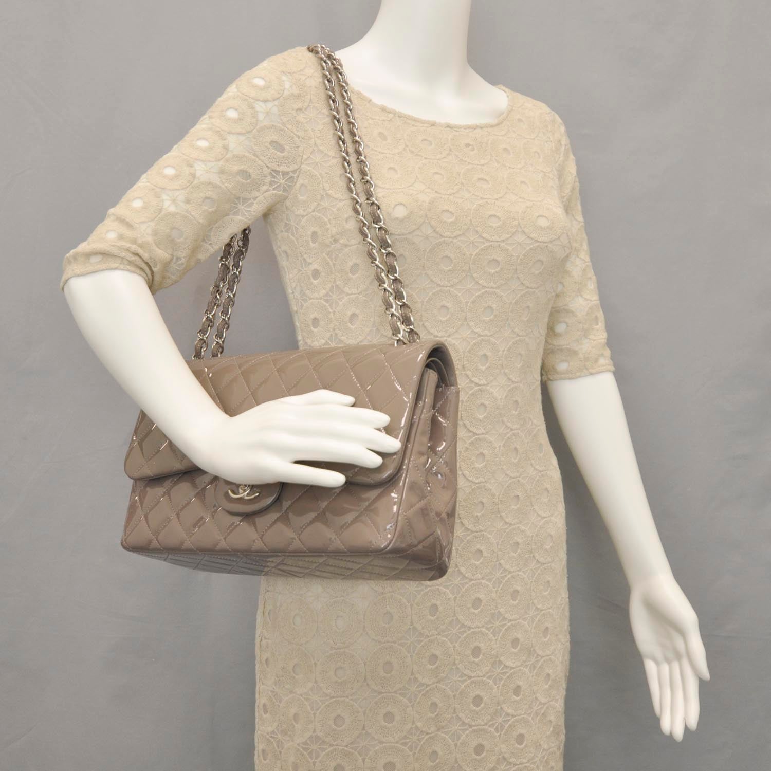 Chanel Patent Jumbo Double Flap Taupe 2 of 11