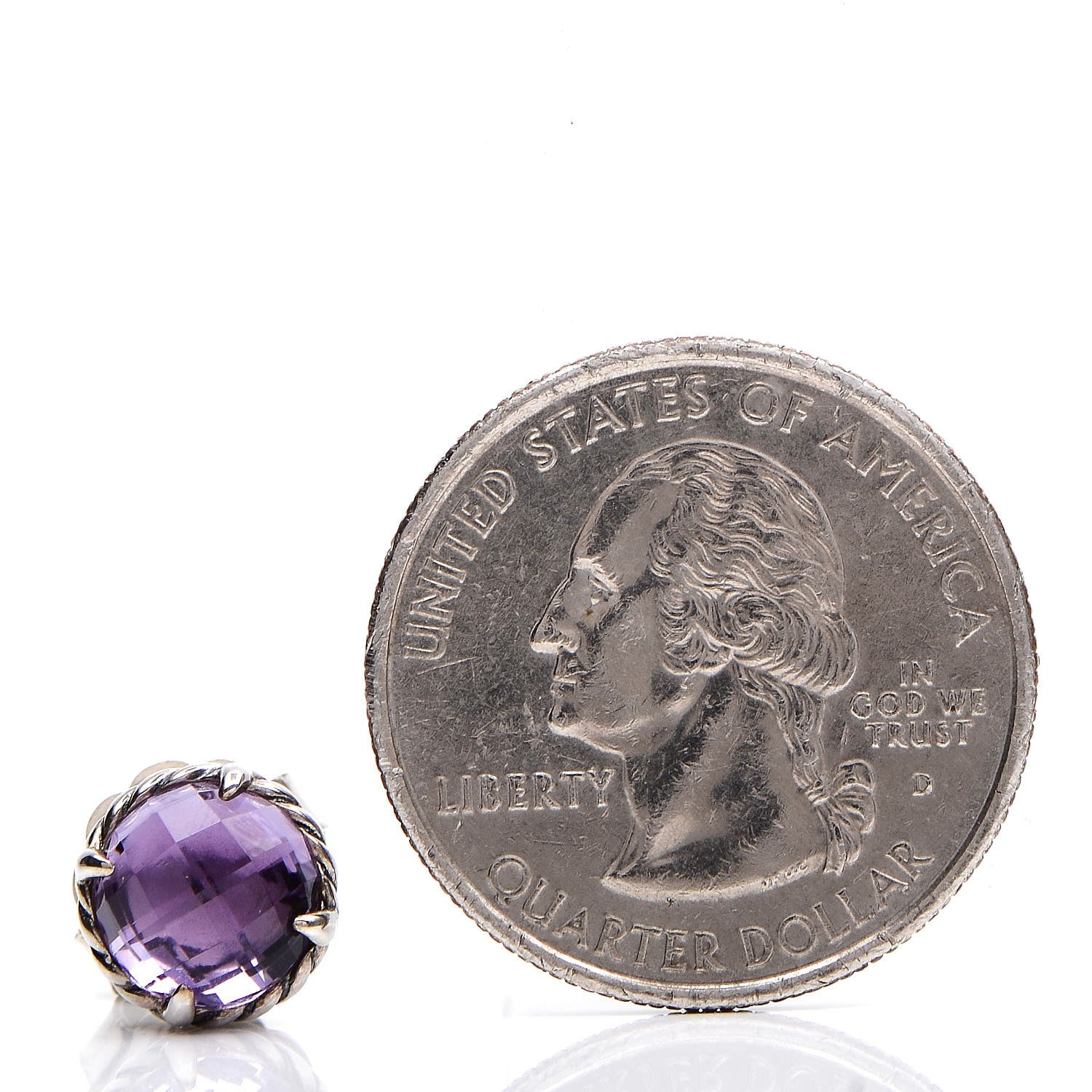 David Yurman Sterling Silver Amethyst 8mm Chatelaine Earrings 2 of 5