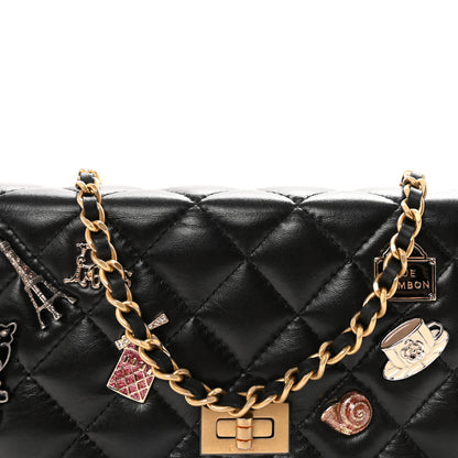 Chanel Lambskin Quilted Lucky Charms 2.55 Reissue Wallet On Chain WOC Black 9 of 12