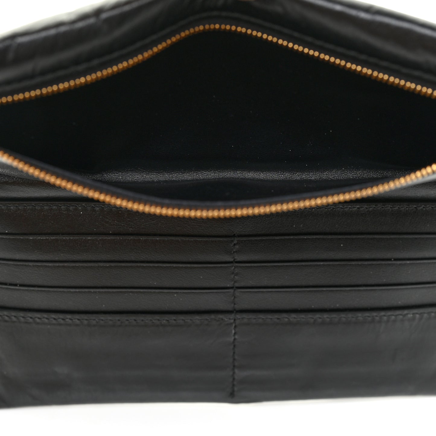 Calfskin Padded Bi Fold Clutch Black