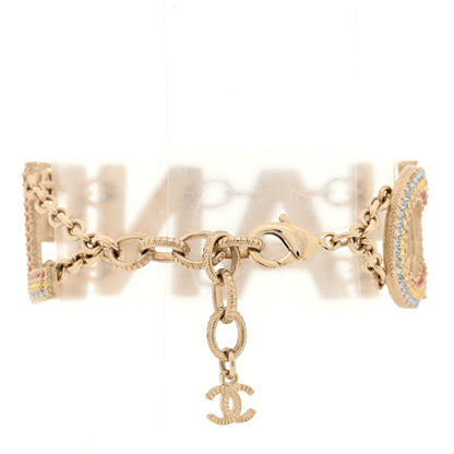 Chanel Metal Crystal Cha-Nel Logo Bracelet Multicolor Gold 3 of 5