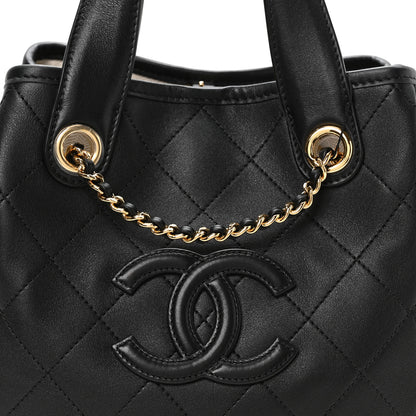 Chanel Calfskin Stitched Mini Shopping Tote Black 8 of 10