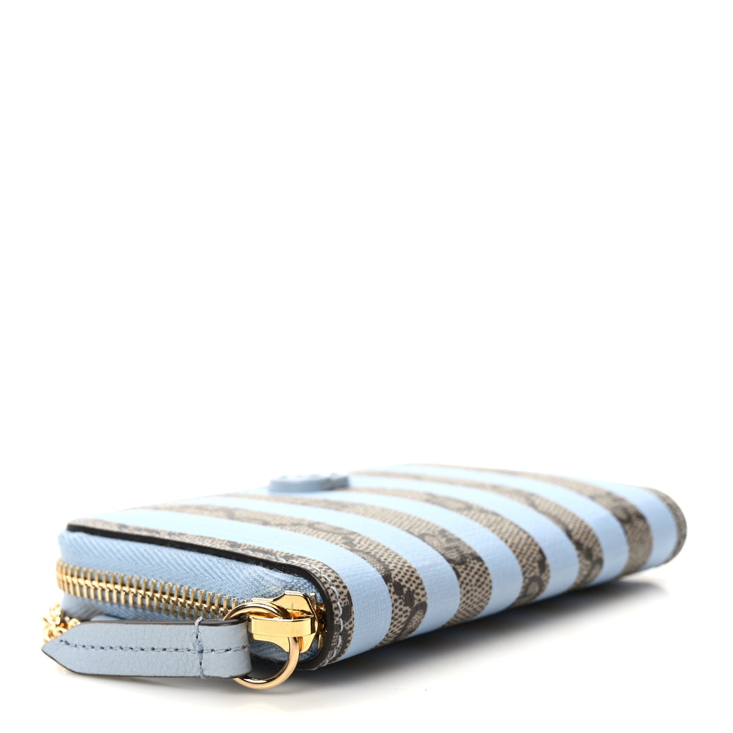 GG Supreme Monogram Vitello Eclipse Enamel Striped GG Key Card Case Beige Ebony Paradise Cloud