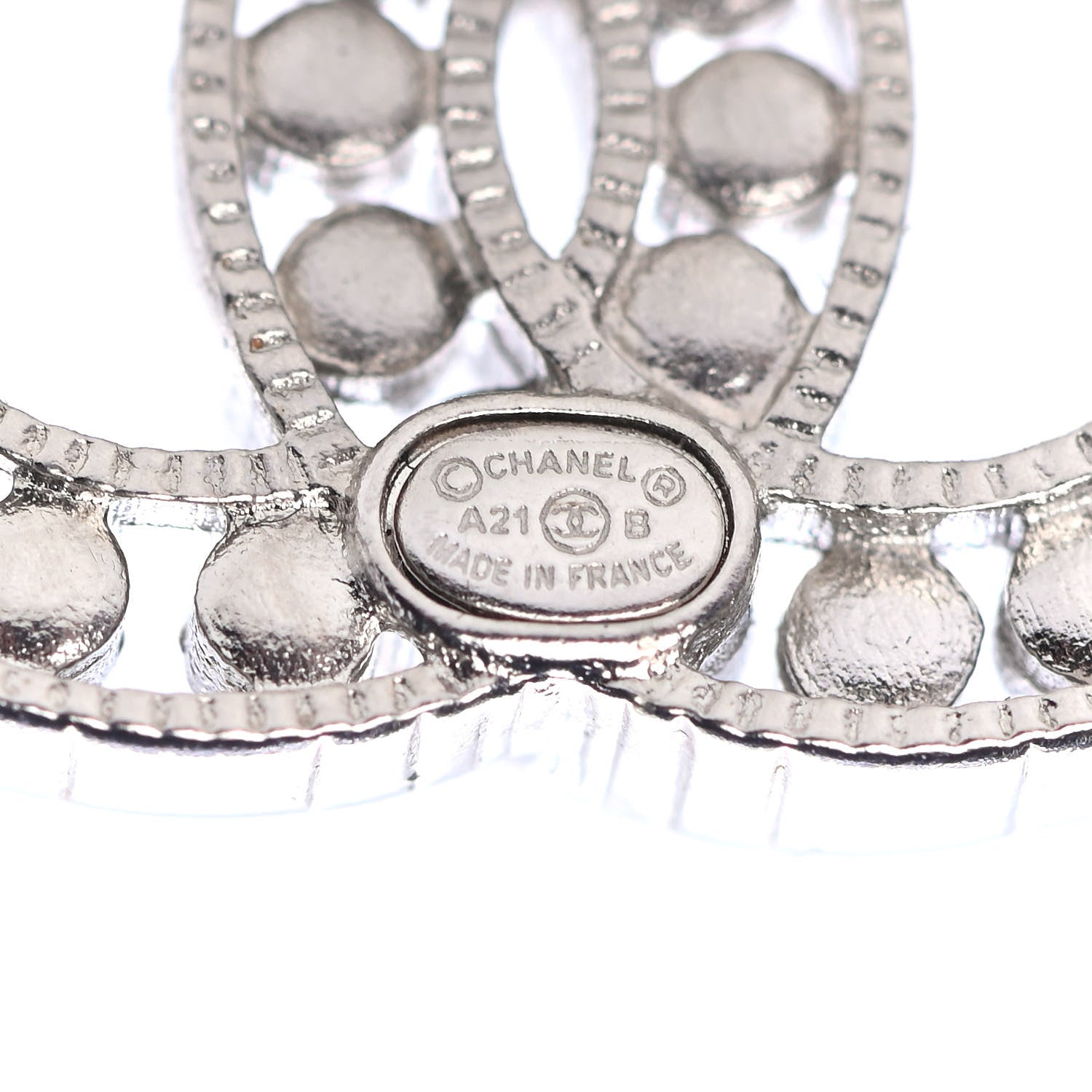 Chanel Crystal CC Earrings Silver 4 of 4