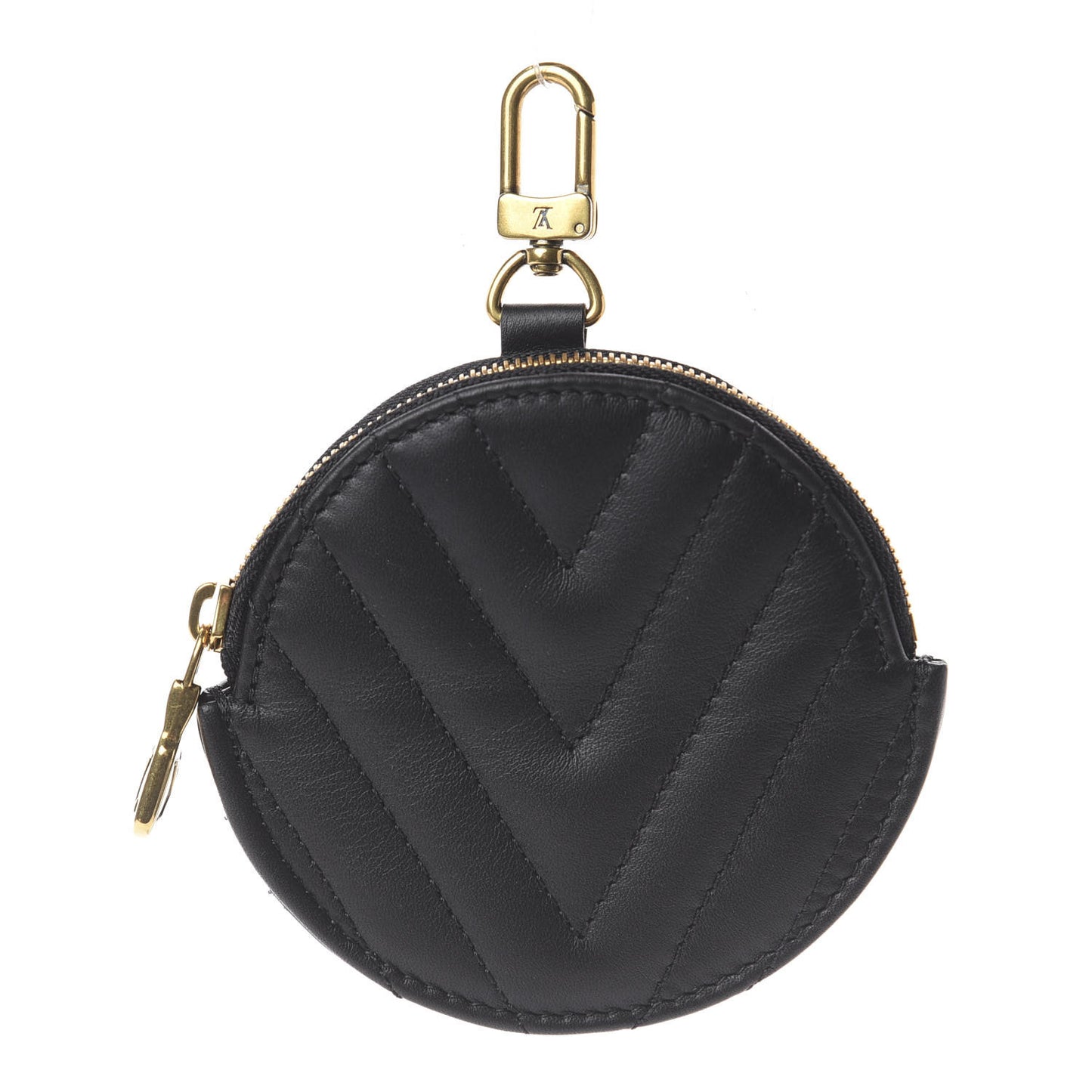 Calfskin New Wave Multi Pochette Round Coin Purse Black