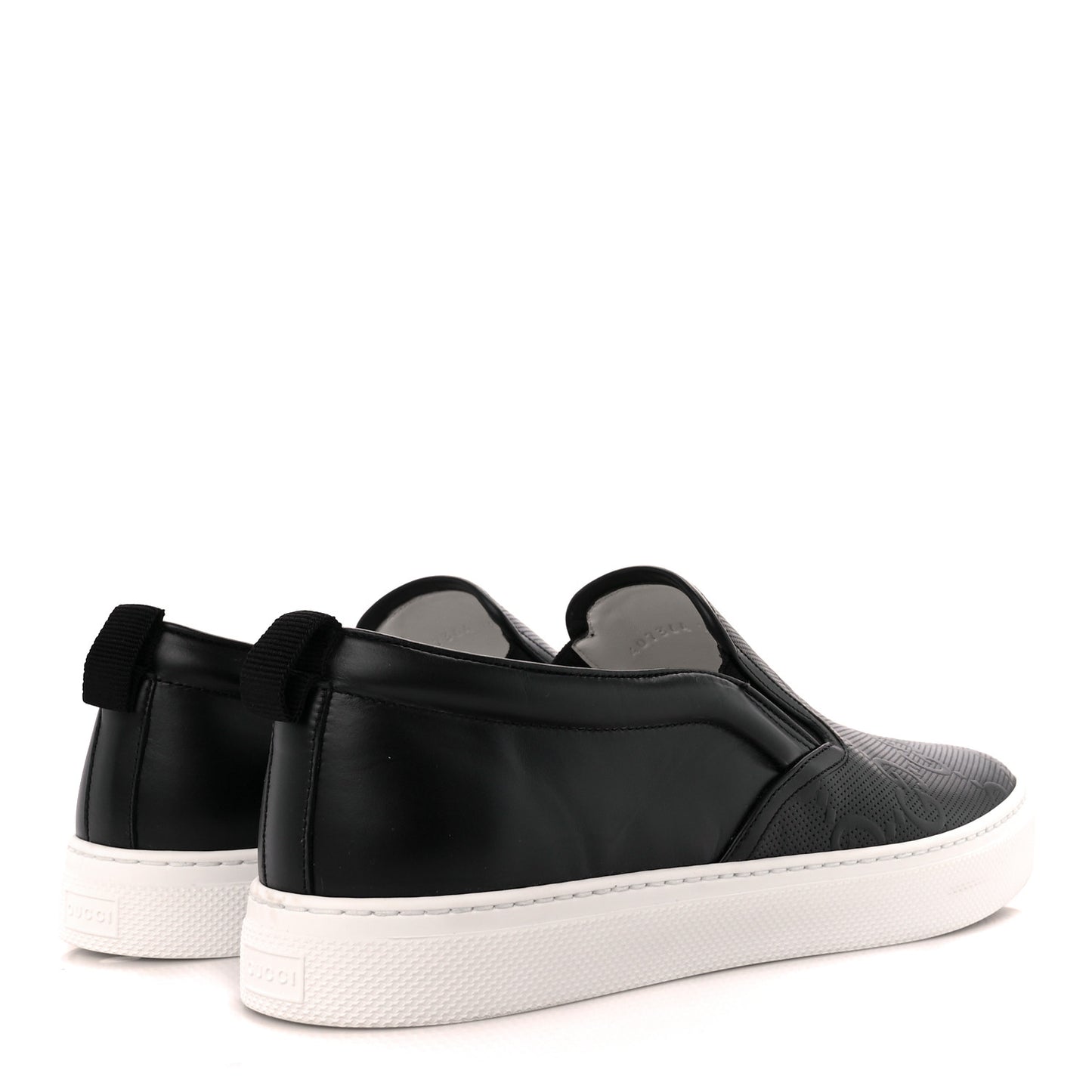 Calfskin GG Tennis Embossed Mens Dublin Slip On Sneakers 12 Black