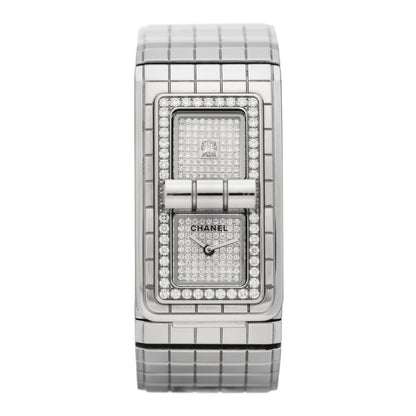 Chanel Stainless Steel Diamond Pave 21.5mm Code Coco Quartz Watch 1 of 5