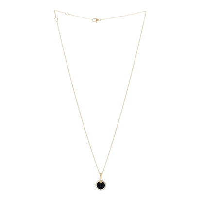 David Yurman 18K Yellow Gold Diamond Black Onyx Petite DY Elements Pendant Necklace 3 of 4