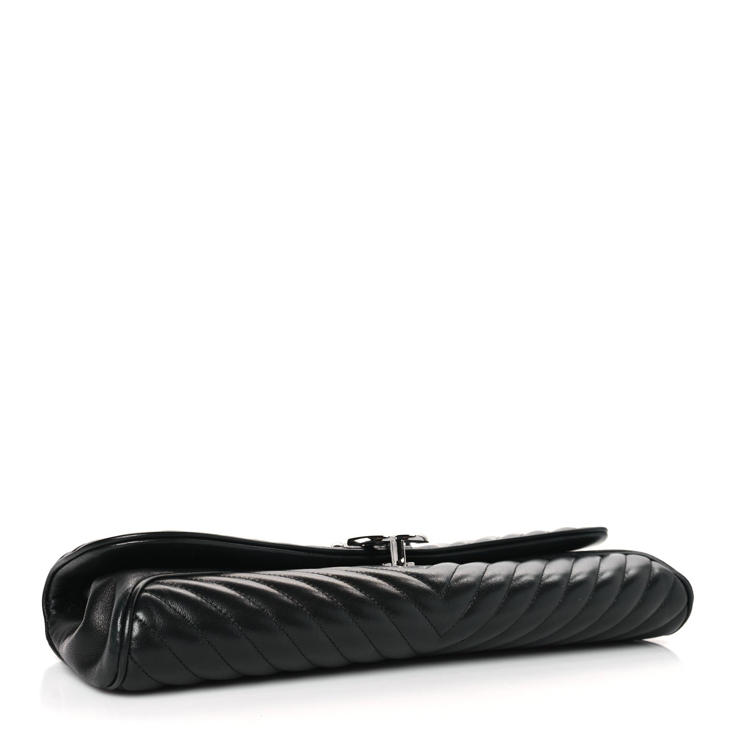 Lambskin Chevron Evening Clutch Black