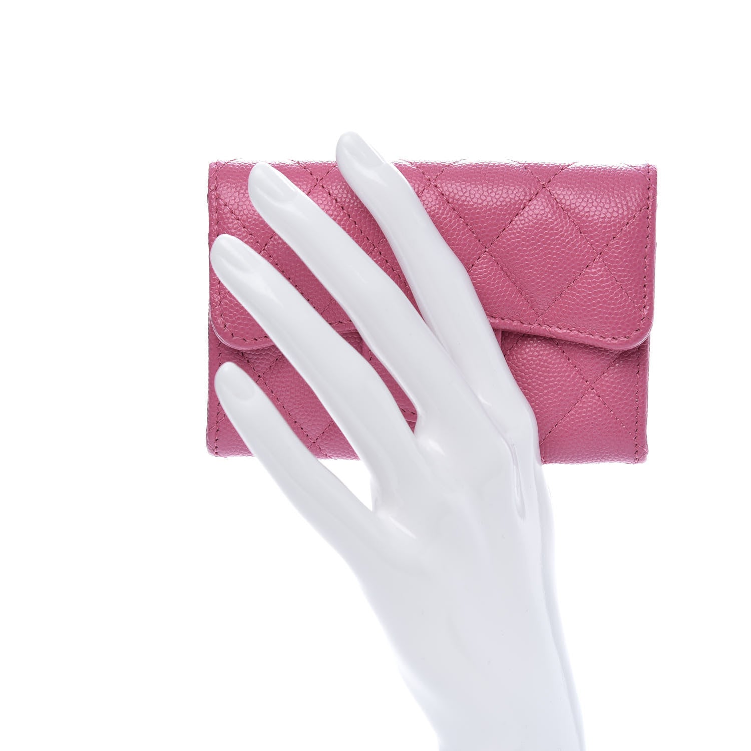 Chanel Caviar Quilted Flap Card Holder Wallet Pink 2 of 9