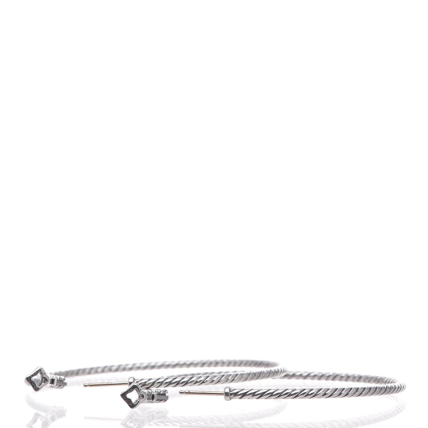 David Yurman Sterling Silver Cable Classics Extra Large Hoop Earrings 4 of 4
