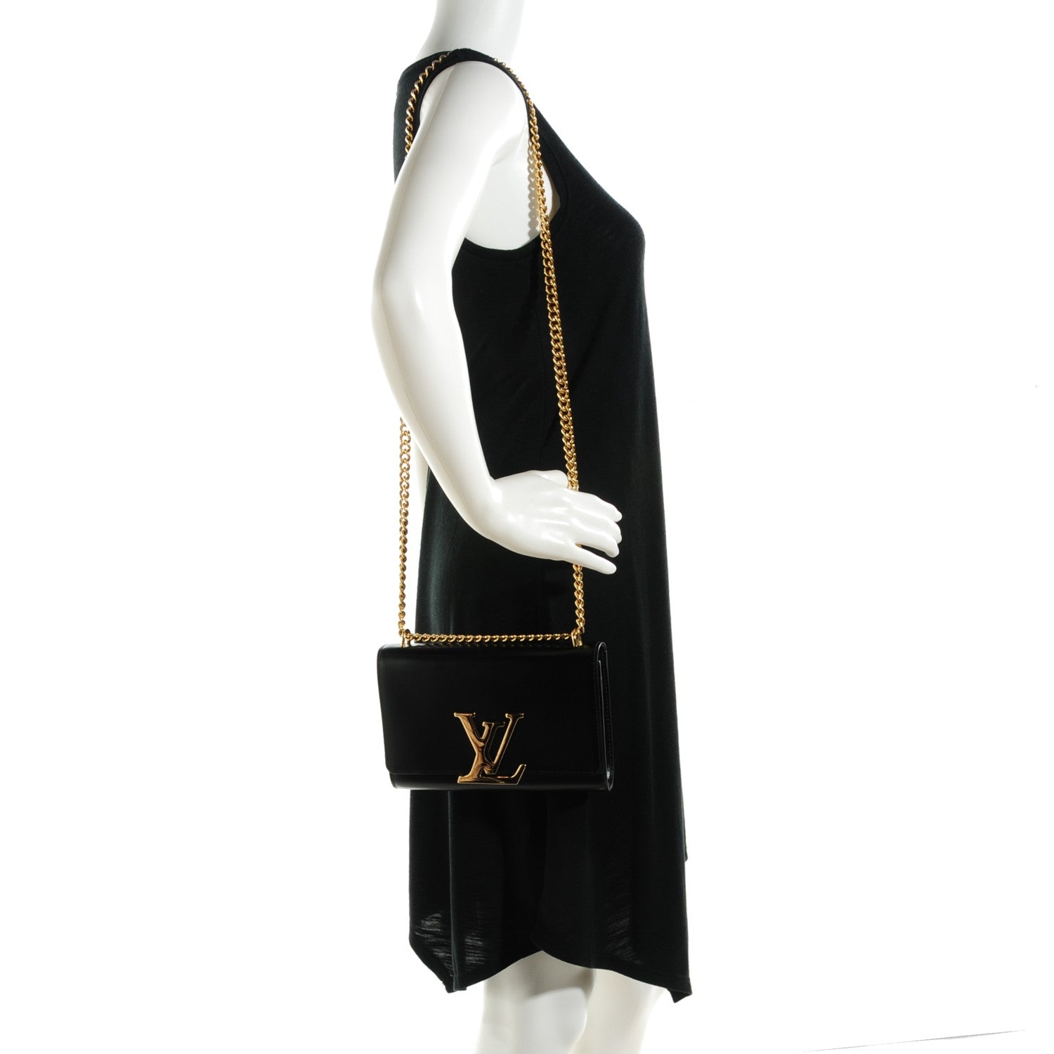 Louis Vuitton Calfskin Chain Louise MM Black 2 of 8